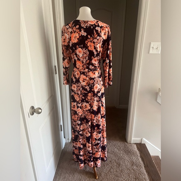 Pink Blush Long Sleeve Maxi dress Plus 3x Navy Floral - Picture 5 of 7